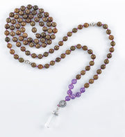 mala beads, mala necklace, amethyst, green sandalwood